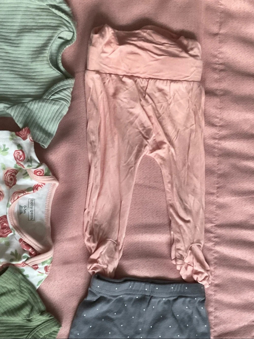 Carter's Pastel Pink, Mint Green & Rose Print Baby One-Piece Lot